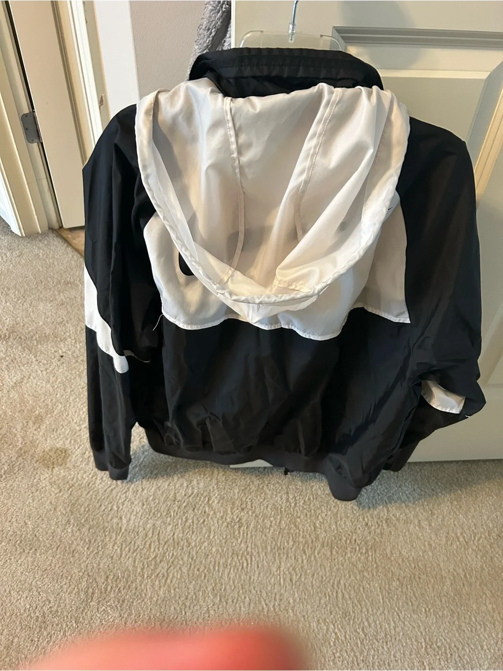 Nike Black and White Hooded Windbreaker Jacket